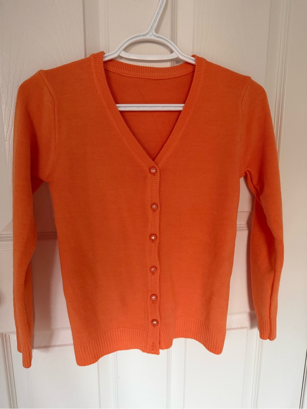 Women's Coral Button-Front V-Neck Cardigan Sweater